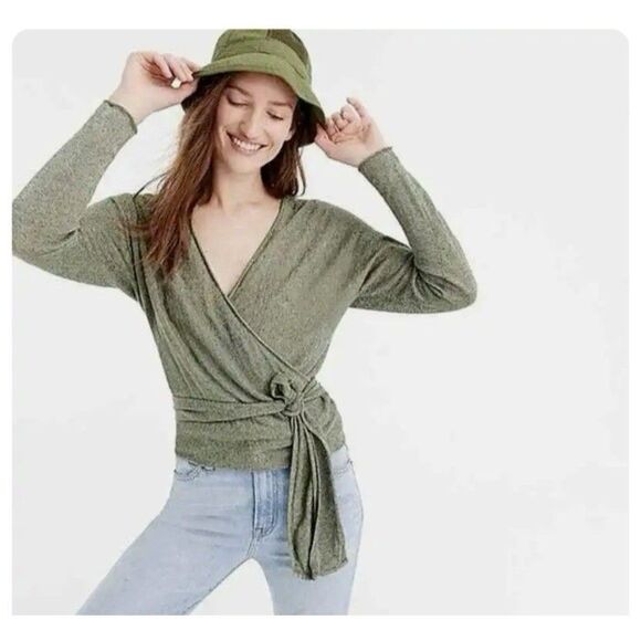 J. Crew Sweaters - J. Crew Linen Blend Wrapped Cardigan Sweater Green Size Large
